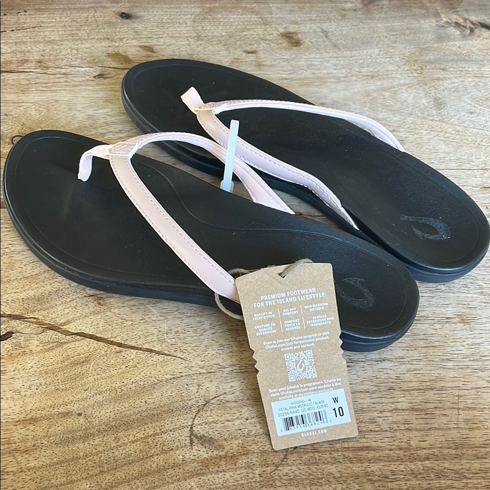 OluKai Black and Pink Sandals Classic Design